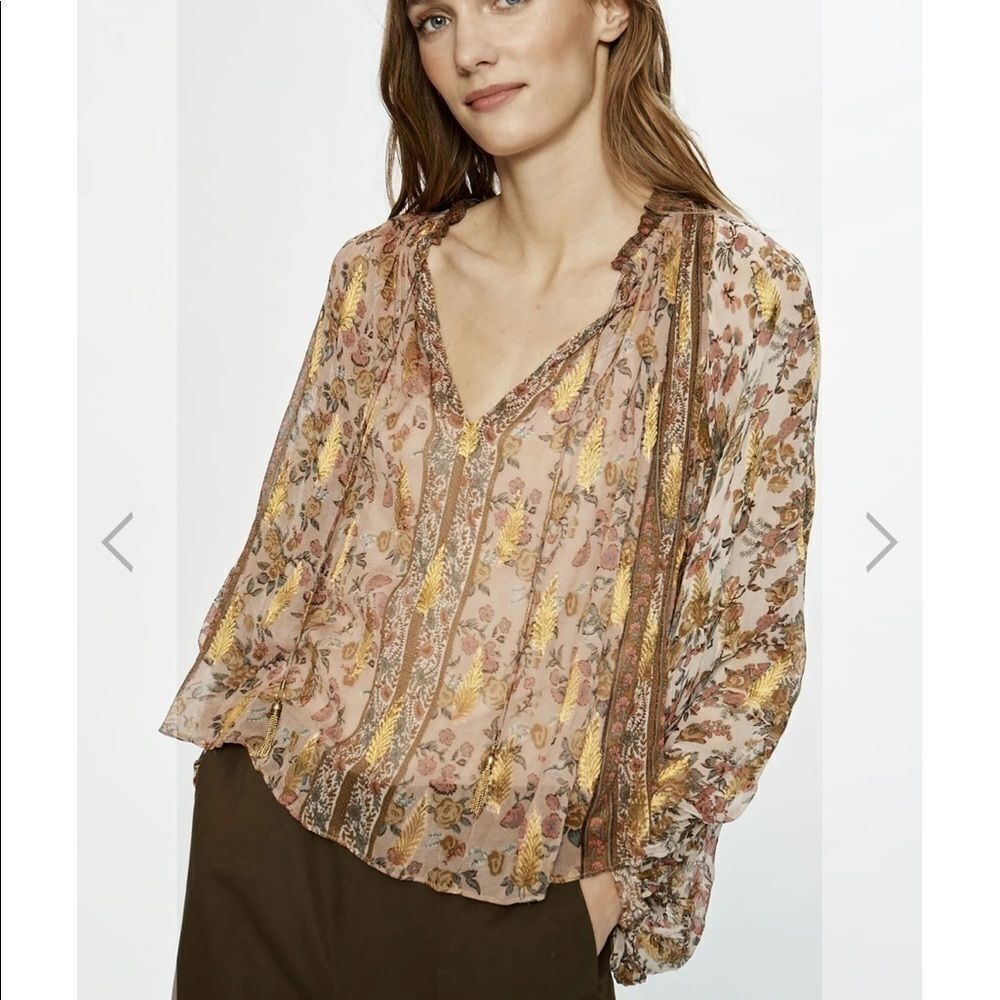 New Anthropologie Love The Label Euphoria Peasant Blouse Large B-1142
